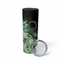 Cook Islands Turtle Skinny Tumbler Stars and Hibiscus - Green