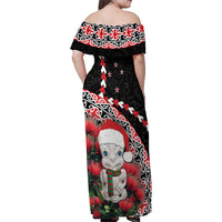 New Zealand Christmas Meri Kirihimete Family Matching Off Shoulder Maxi Dress and Hawaiian Shirt Santa Hei Tiki Pohutukawa