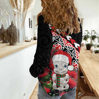 New Zealand Christmas Meri Kirihimete Women Casual Shirt Santa Hei Tiki Pohutukawa
