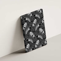 Grayscale Monstera Canvas Wall Art Polynesian Tribal Pattern - Polynesian Pride