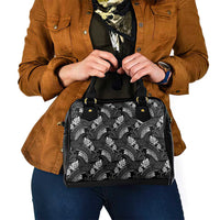Grayscale Monstera Shoulder Handbag Polynesian Tribal Pattern - Polynesian Pride