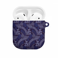 Deep Blue Monstera AirPods Case Polynesian Tribal Pattern LT01 Blue - Polynesian Pride