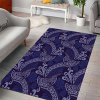Deep Blue Monstera Area Rug Polynesian Tribal Pattern LT01 - Polynesian Pride