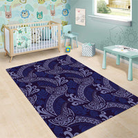 Deep Blue Monstera Area Rug Polynesian Tribal Pattern LT01 - Polynesian Pride