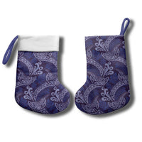 Deep Blue Monstera Christmas Stocking Polynesian Tribal Pattern - Polynesian Pride