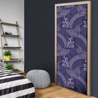 Deep Blue Monstera Door Cover Polynesian Tribal Pattern LT01 - Polynesian Pride