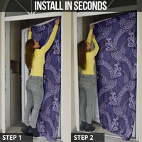 Deep Blue Monstera Door Cover Polynesian Tribal Pattern LT01 - Polynesian Pride