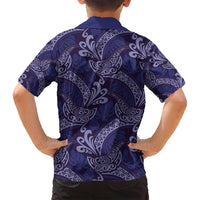 Deep Blue Monstera Family Matching Puletasi and Hawaiian Shirt Polynesian Tribal Pattern - Polynesian Pride