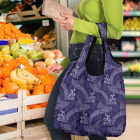 Deep Blue Monstera Grocery Bag Polynesian Tribal Pattern LT01 - Polynesian Pride