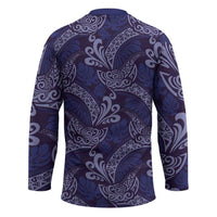 Deep Blue Monstera Hockey Jersey Polynesian Tribal Pattern LT01 - Polynesian Pride