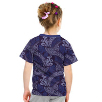 Deep Blue Monstera Kid T Shirt Polynesian Tribal Pattern LT01 - Polynesian Pride