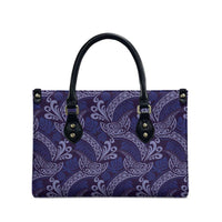 Deep Blue Monstera Leather Bag Polynesian Tribal Pattern LT01 - Polynesian Pride