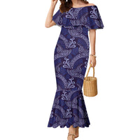 Deep Blue Monstera Mermaid Dress Polynesian Tribal Pattern LT01 Women Blue - Polynesian Pride
