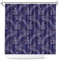 Deep Blue Monstera Shower Curtain Polynesian Tribal Pattern LT01 Blue - Polynesian Pride