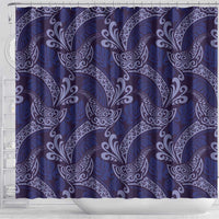 Deep Blue Monstera Shower Curtain Polynesian Tribal Pattern LT01 - Polynesian Pride
