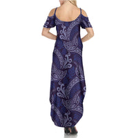 Deep Blue Monstera Summer Maxi Dress Polynesian Tribal Pattern LT01 - Polynesian Pride