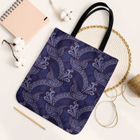 Deep Blue Monstera Tote Bag Polynesian Tribal Pattern LT01 Black Strap One Size Blue - Polynesian Pride
