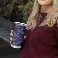 Deep Blue Monstera Tumbler Cup Polynesian Tribal Pattern LT01 - Polynesian Pride