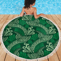 Forest Green Monstera Beach Blanket Polynesian Tribal Pattern LT01 - Polynesian Pride