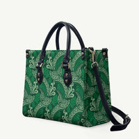 Forest Green Monstera Leather Bag Polynesian Tribal Pattern LT01 Green - Polynesian Pride