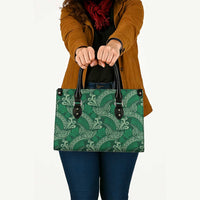Forest Green Monstera Leather Bag Polynesian Tribal Pattern LT01 - Polynesian Pride