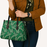 Forest Green Monstera Leather Bag Polynesian Tribal Pattern LT01 - Polynesian Pride