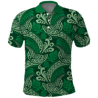 Forest Green Monstera Polo Shirt Polynesian Tribal Pattern LT01 Green - Polynesian Pride