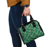 Forest Green Monstera Shoulder Handbag Polynesian Tribal Pattern LT01 - Polynesian Pride