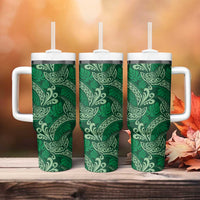 Forest Green Monstera Tumbler With Handle Polynesian Tribal Pattern LT01 - Polynesian Pride