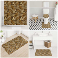 Brown Gold Monstera Bathroom Set Polynesian Tribal Pattern LT01 - Polynesian Pride