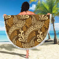 Brown Gold Monstera Beach Blanket Polynesian Tribal Pattern LT01 - Polynesian Pride
