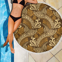 Brown Gold Monstera Beach Blanket Polynesian Tribal Pattern LT01 - Polynesian Pride