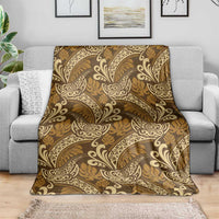 Brown Gold Monstera Blanket Polynesian Tribal Pattern LT01 - Polynesian Pride