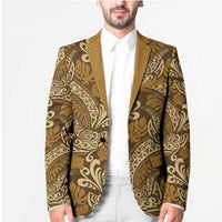 Brown Gold Monstera Blazer Polynesian Tribal Pattern LT01 - Polynesian Pride