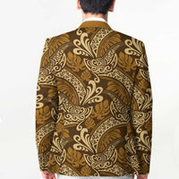 Brown Gold Monstera Blazer Polynesian Tribal Pattern LT01 - Polynesian Pride