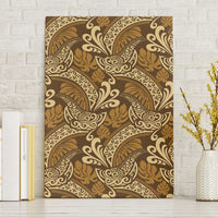 Brown Gold Monstera Canvas Wall Art Polynesian Tribal Pattern LT01 Without Frame Gold - Polynesian Pride