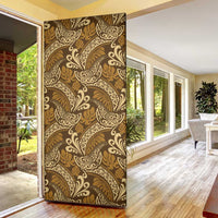 Brown Gold Monstera Door Cover Polynesian Tribal Pattern LT01 - Polynesian Pride