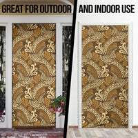 Brown Gold Monstera Door Cover Polynesian Tribal Pattern LT01 - Polynesian Pride