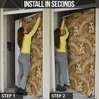 Brown Gold Monstera Door Cover Polynesian Tribal Pattern LT01 - Polynesian Pride