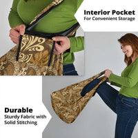 Brown Gold Monstera Grocery Bag Polynesian Tribal Pattern LT01 - Polynesian Pride
