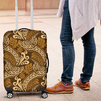 Brown Gold Monstera Luggage Cover Polynesian Tribal Pattern LT01 Gold - Polynesian Pride