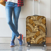 Brown Gold Monstera Luggage Cover Polynesian Tribal Pattern LT01 - Polynesian Pride