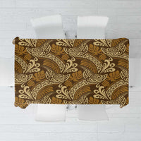 Brown Gold Monstera Tablecloth Polynesian Tribal Pattern LT01 Gold - Polynesian Pride