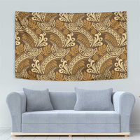 Brown Gold Monstera Tapestry Polynesian Tribal Pattern LT01 - Polynesian Pride