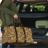 Brown Gold Monstera Travel Bag Polynesian Tribal Pattern LT01 - Polynesian Pride