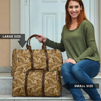 Brown Gold Monstera Travel Bag Polynesian Tribal Pattern LT01 - Polynesian Pride