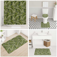 Olive Green Monstera Bathroom Set Polynesian Tribal Pattern LT01 - Polynesian Pride
