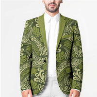 Olive Green Monstera Blazer Polynesian Tribal Pattern LT01 - Polynesian Pride