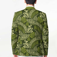 Olive Green Monstera Blazer Polynesian Tribal Pattern LT01 - Polynesian Pride