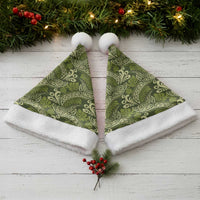 Olive Green Monstera Christmas Santa Hat Polynesian Tribal Pattern LT01 - Polynesian Pride